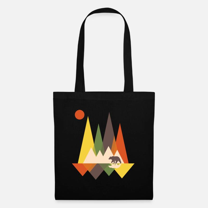 Bär Berge Berg geometrisch Geschenk Natur Tier - Stoffbeutel - Schwarz