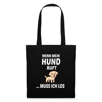 Hunde Spruch Frauchen Herrchen Geschenkidee - Stoffbeutel - Schwarz - Vorne
