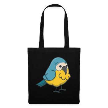 Wellensittich Vogel Geschenk kawaii comic Haustier - Stoffbeutel - Schwarz - Vorne