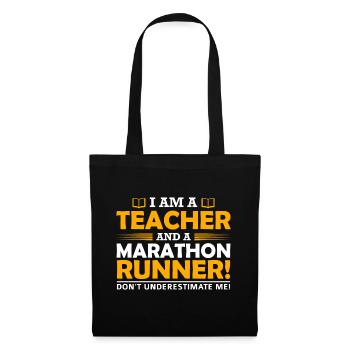 Enseignant et coureur de marathon, T-shirt homme, chemise - Sac en tissu - noir - Devant