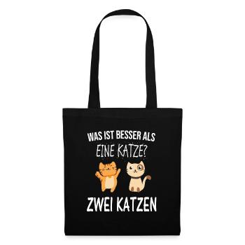Zwei Katzen Katze Spruch Geschenk - Stoffbeutel - Schwarz - Vorne