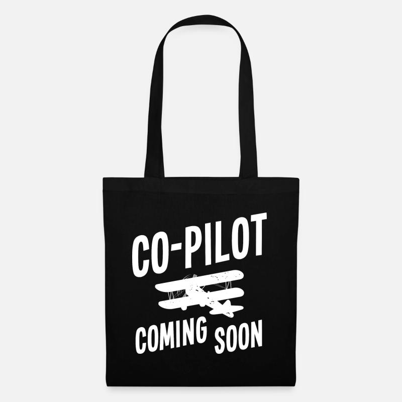 Co-Pilot Coming Soon, Eltern Mama Papa Privatpilot - Stoffbeutel - Schwarz