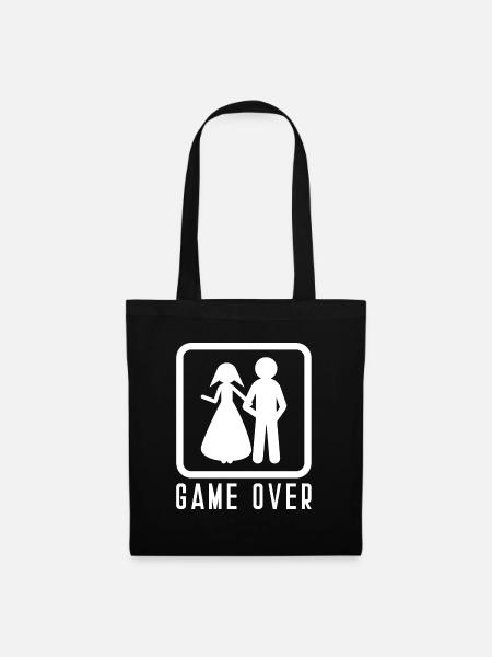 Hochzeit Paar Junggeselle Junggesellin Geschenk - Stoffbeutel - Schwarz