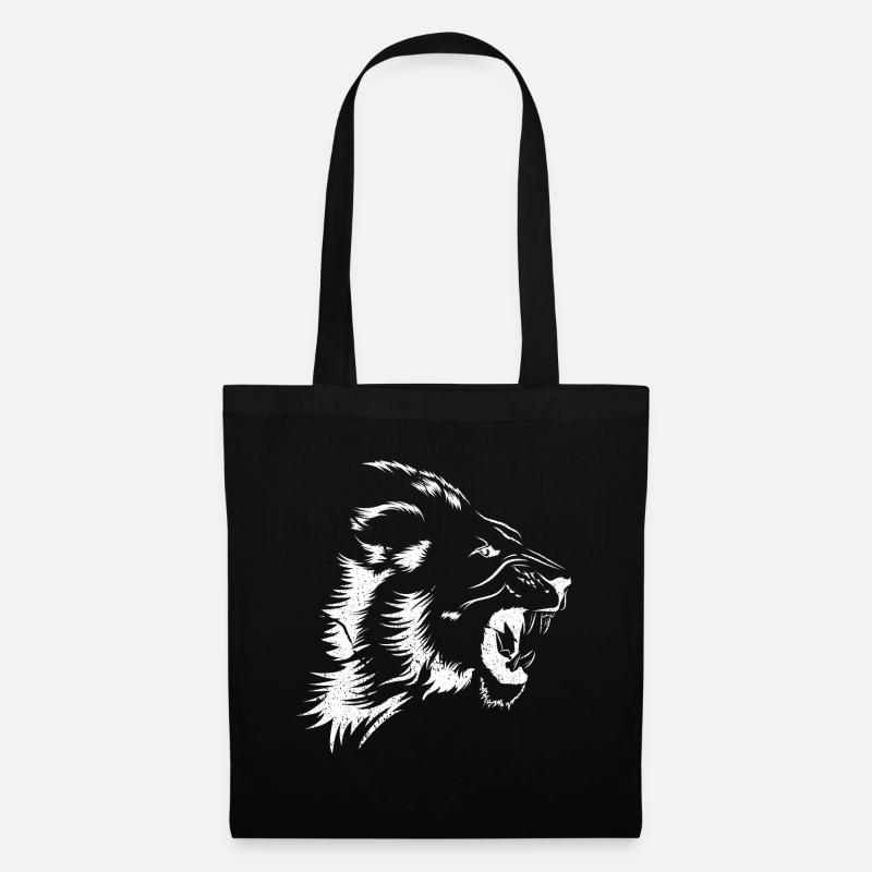 Löwe Löwenkopf Raubtier Geschenk Katze wild Afrika - Stoffbeutel - Schwarz