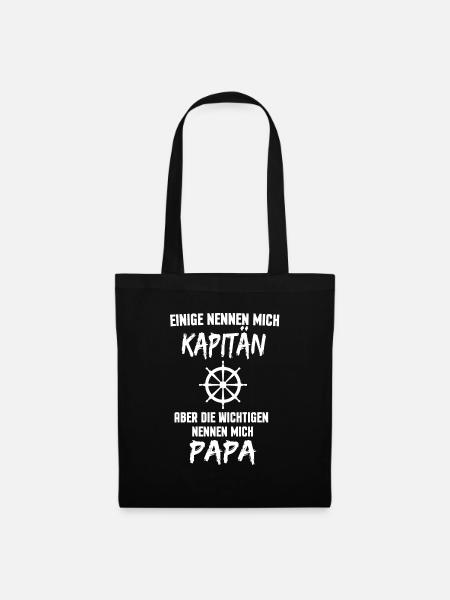 Papa Kapitän Geschenkidee - Stoffbeutel - Schwarz