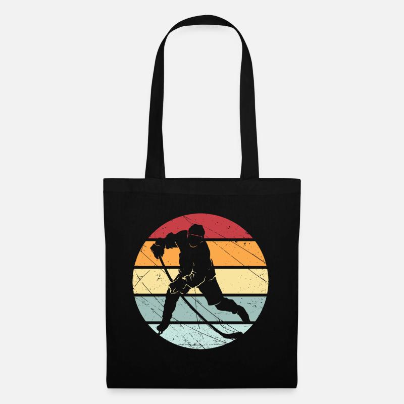 Eishockey retro Spieler Geschenk Sport Team Eis - Stoffbeutel - Schwarz
