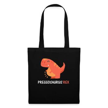 Preggosaurus Rex Werdende Mama Dinosaurier Design - Stoffbeutel - Schwarz - Vorne