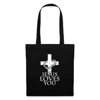Jésus t'aime croix la couronne d'épines dieu bible - Sac en tissu - noir - Devant