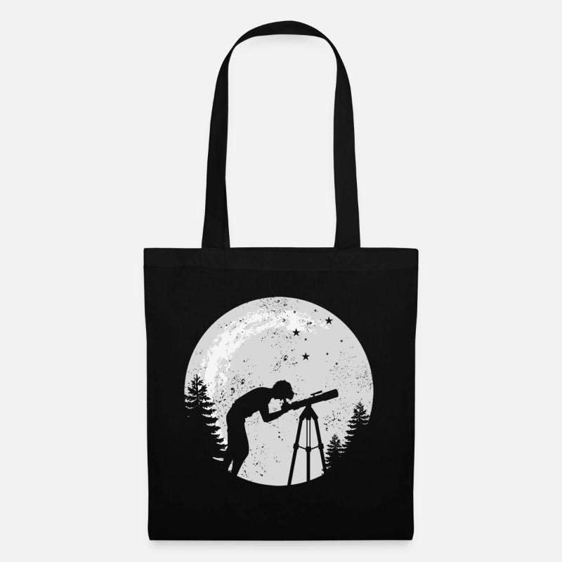 Astronomie Teleskop Astronom Geschenk Sterne Mond - Stoffbeutel - Schwarz