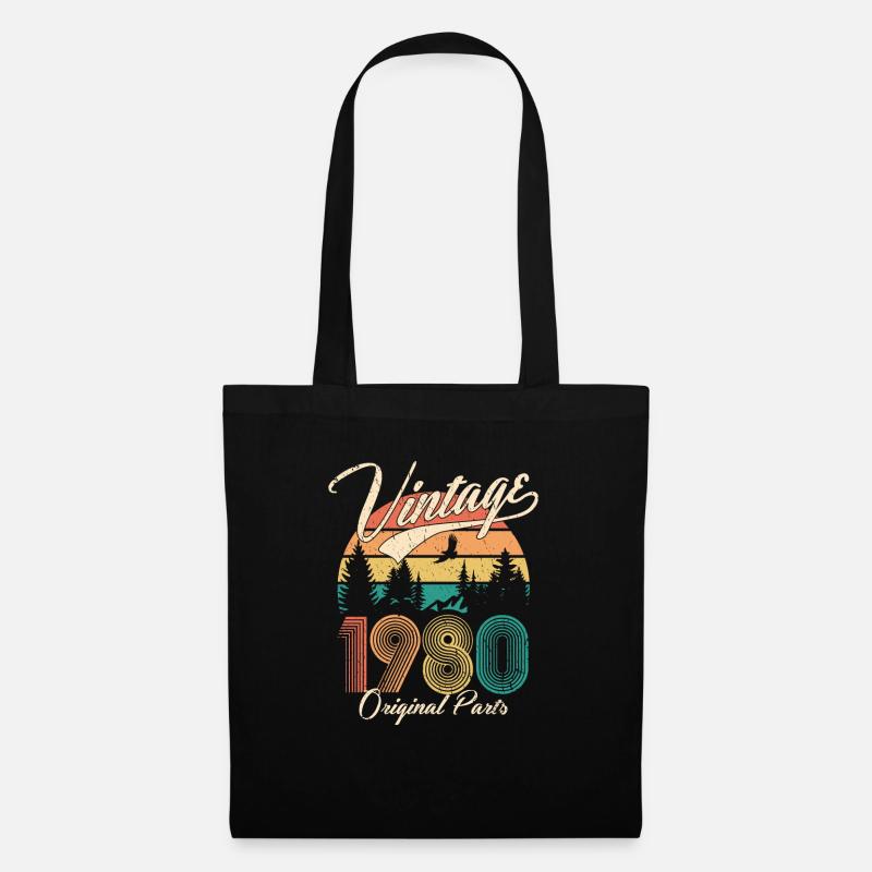 Vintage 1980 40. Geburtstag Vierzig Jahre Geschenk - Stoffbeutel - Schwarz