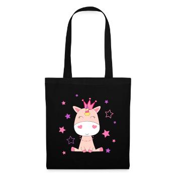 Couronne et étoiles de licorne - Sac en tissu - noir - Devant