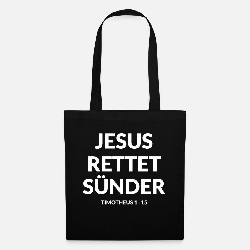 Jesus rettet Sünder Bibelvers Evangelistisch - Stoffbeutel - Schwarz
