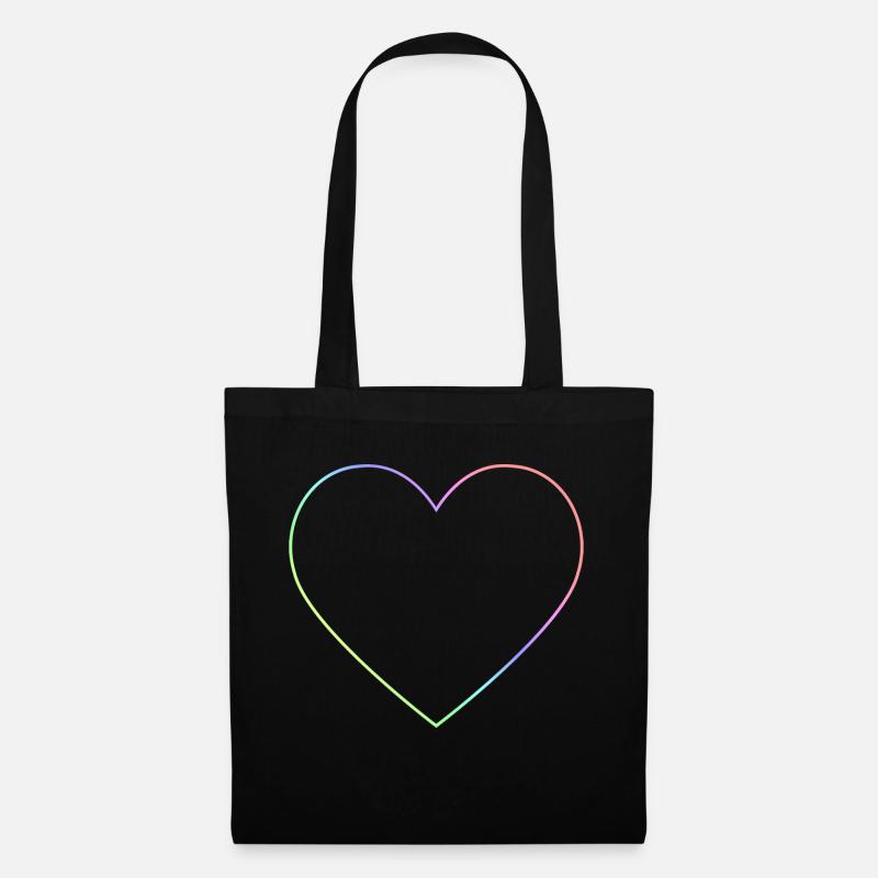 Regenbogen Herz Regenbogenherz - Stoffbeutel - Schwarz