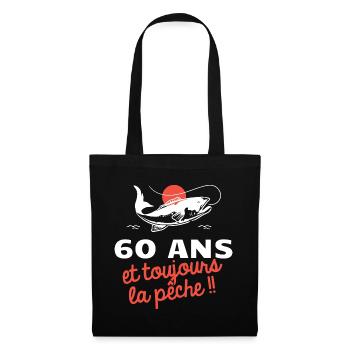 cadeau 60 ans, peche, pecheur, humour pecheur - Sac en tissu - noir - Devant