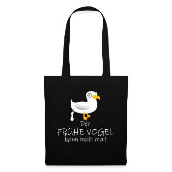 Der FRÜHE VOGEL kann mich mal! - Stoffbeutel - Schwarz - Vorne