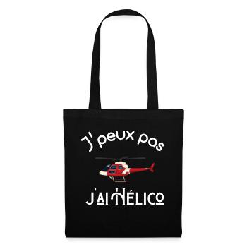 Je Peux Pas J'ai Hélico (Hélicoptère) - Sac en tissu - noir - Devant