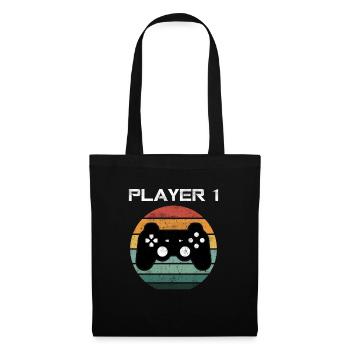Player 1 Gamer Videospielkonsole Videospiel NERD - Stoffbeutel - Schwarz - Vorne
