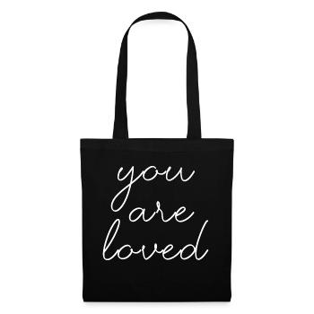 tu es aimé amour coeur saint valentin lettrage - Sac en tissu - noir - Devant