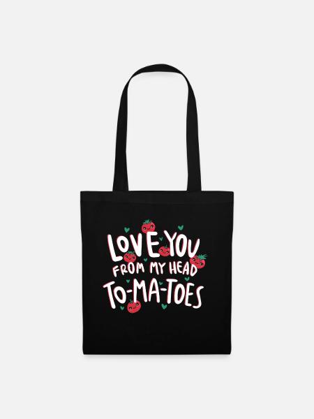 Love you from my head tomatoes - Stoffbeutel - Schwarz