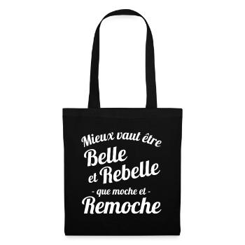 belle et rebelle, je suis belle, perfection - Sac en tissu - noir - Devant