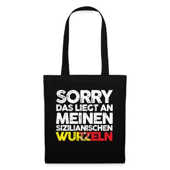 Sizilienische Wurzeln Sicilia Sizilianer Sizilien - Stoffbeutel - Schwarz - Vorne