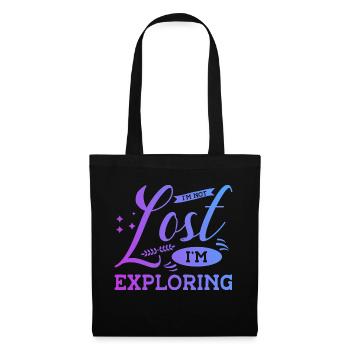 I'm Not Lost I'm Exploring Hiking Mountaineering T - Stoffbeutel - Schwarz - Vorne