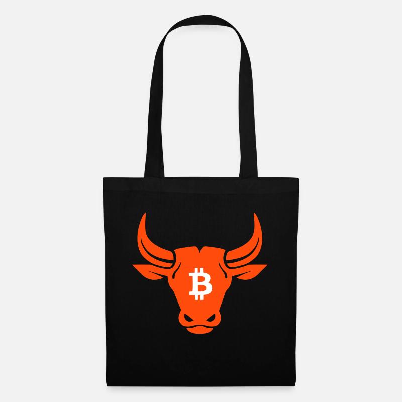 Bitcoin Krypto Bull Logo - Stoffbeutel - Schwarz