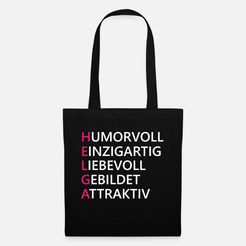 Helga Name Geschenk - Stoffbeutel - Schwarz