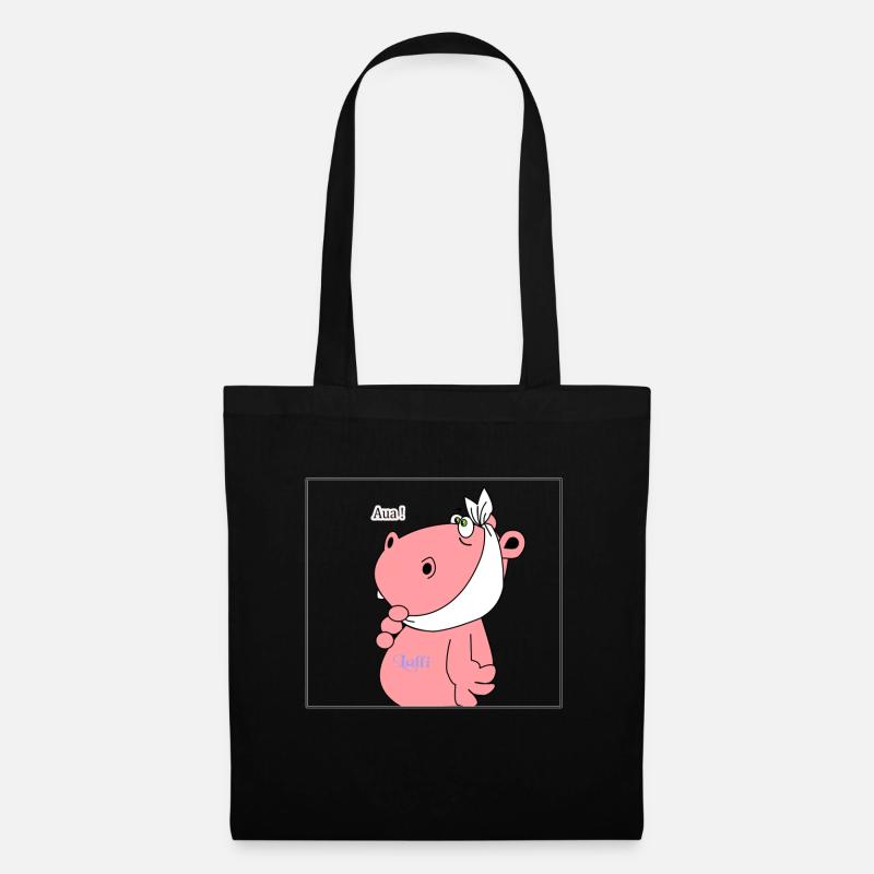 zahn schmerzen zahnarzt nilpferd hippo kinder arzt - Stoffbeutel - Schwarz