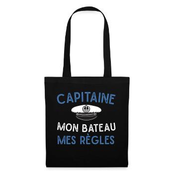 Capitaine mon bateau mes règles cadeau marin homme - Sac en tissu - noir - Devant