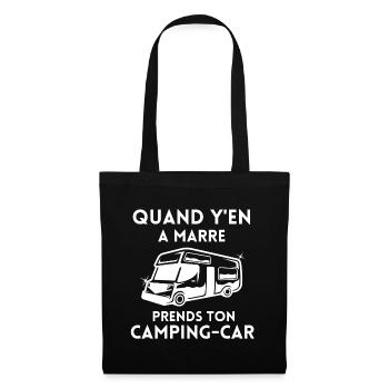 camping, fan de camping, camping car - Sac en tissu - noir - Devant