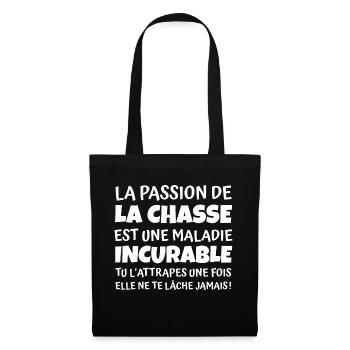 la passion de la chasse / cadeau humour chasseur - Sac en tissu - noir - Devant