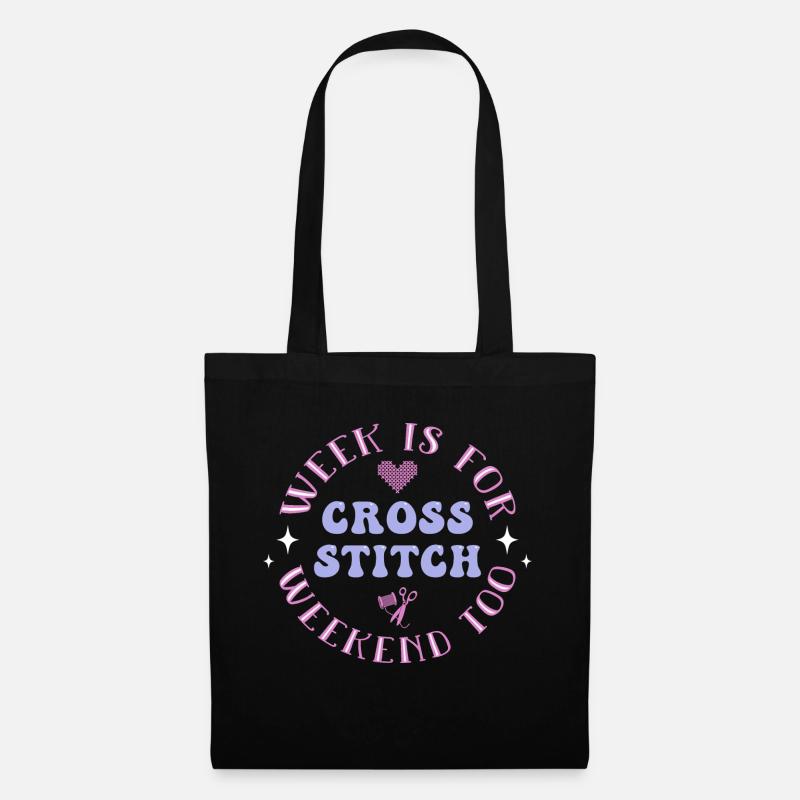 Cross Stitch Kreuzstich Sticken - Stoffbeutel - Schwarz