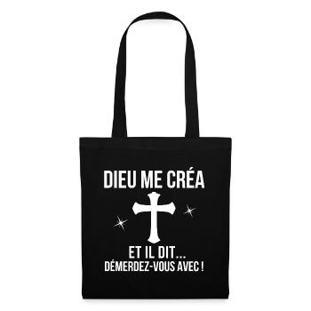 dieu, dieu humour, dieu me créa - Sac en tissu - noir - Devant