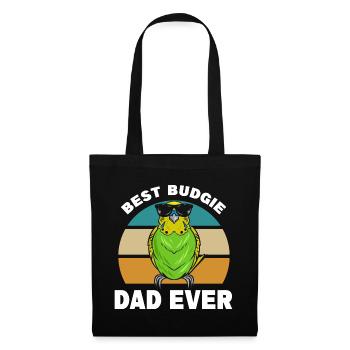Budgerigar Papa | Animaux de compagnie Oiseaux Animaux Cadeau - Sac en tissu - noir - Devant