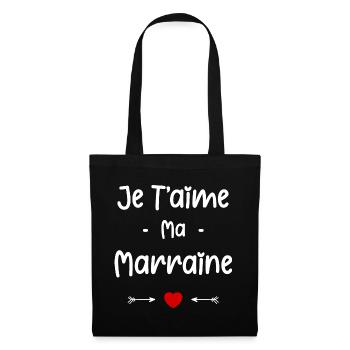 Je t'aime ma Marraine - Sac en tissu - noir - Devant