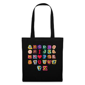 Alphabet ABC I love you - Sac en tissu - noir - Devant