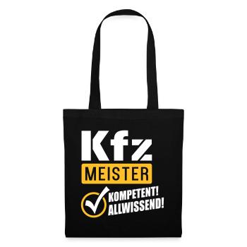 Kfz Meister Kompetenz (Schriftzug) - Stoffbeutel - Schwarz - Vorne