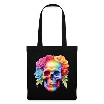 Cool skull in rainbow colors - Tote Bag - black - Front