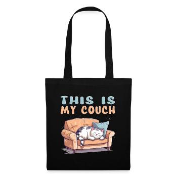 Cat Couch Sofa Funny Humor Typical Cartoon - Tote Bag - black - Front