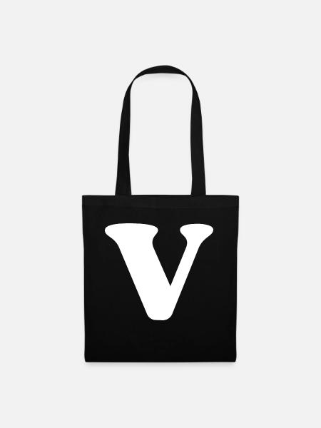 Lettre v - Sac en tissu - noir