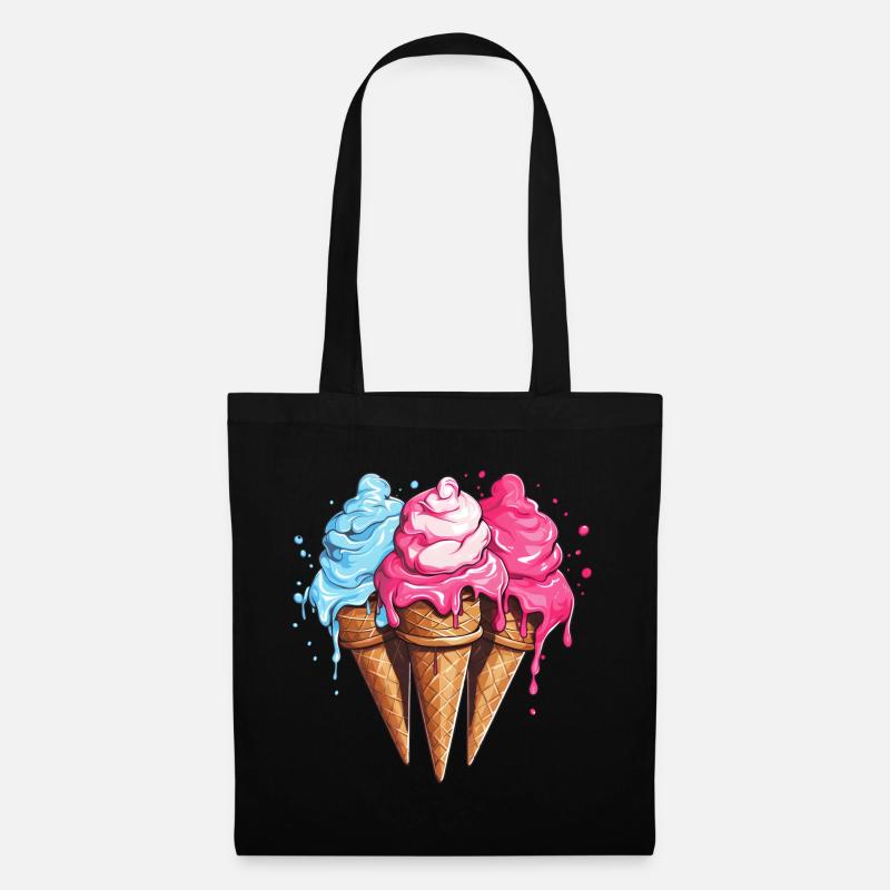 Eiscreme Eis Sommer - Stoffbeutel - Schwarz