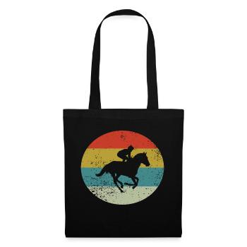Pferd Geschenk Reiter Retro - Stoffbeutel - Schwarz - Vorne