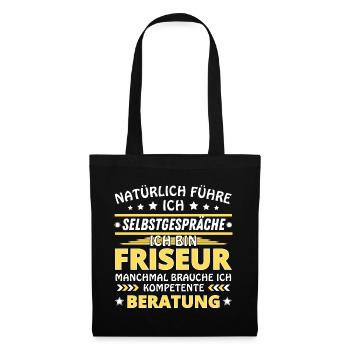 Ich führe Selbstgespräche - Friseur Edition - Stoffbeutel - Schwarz - Vorne