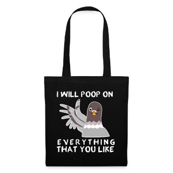 Conception amusante de fientes de pigeons pour les amateurs de pigeons - Sac en tissu - noir - Devant