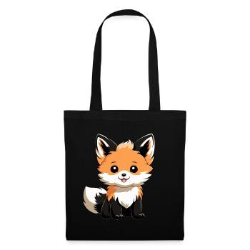 Renard mignon - Sac en tissu - noir - Devant