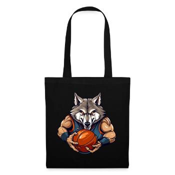 Wolf Basketballer - Stoffbeutel - Schwarz - Vorne