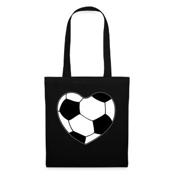 Herz Fußball - Stoffbeutel - Schwarz - Vorne