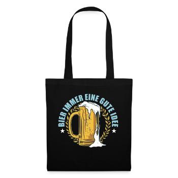 Bier Gute Idee Biertrinken Saufen Party Funshirt - Stoffbeutel - Schwarz - Vorne