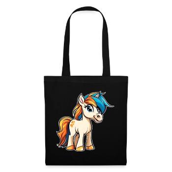 Niedliches kleines Pony Pferd - Stoffbeutel - Schwarz - Vorne